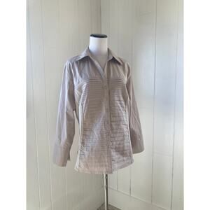 Zac & Rachel Khaki Mixed Media Buttondown Shirt, Size PXL